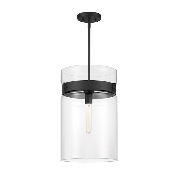 Designers Fountain Midnight La 60 Watt 1 Light Matte Black Pendant with Clear Glass Dual Shade D222M-12P-MB - main